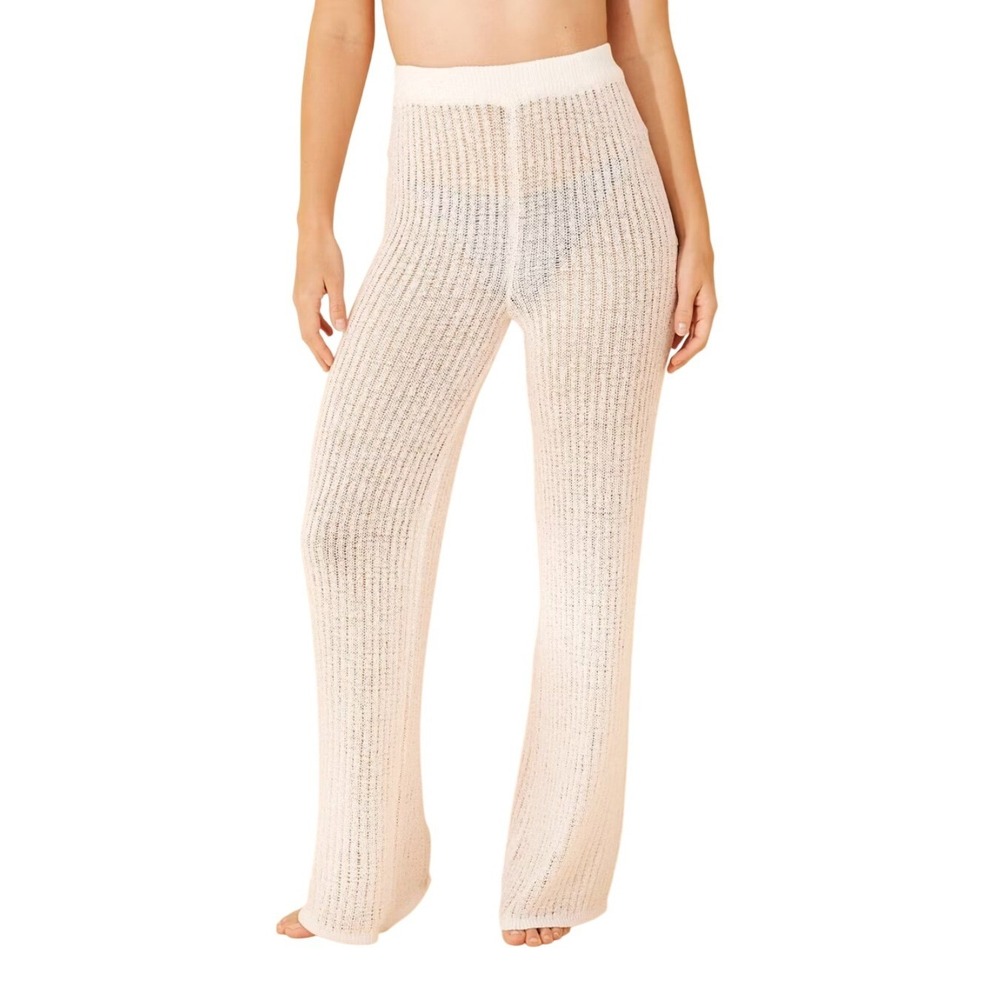 Shade & Shore Women's Cream Crochet Knit Cover Up Pants Size Small